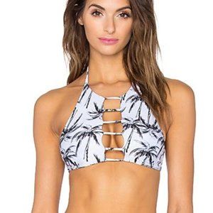Palm Tree Cutout Halter Bikini Top